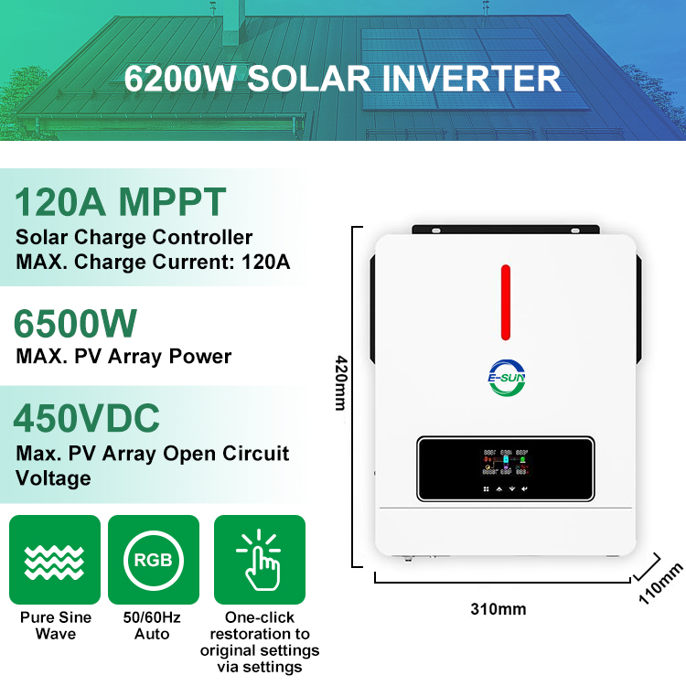 6.2KW ON/Off Grid Hybrid Solar Inverter